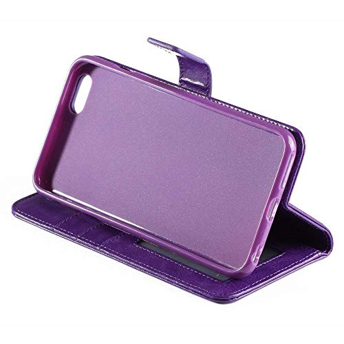 iPhone 6S Plus Case, iPhone 6 Plus Case, HLCT PU Leather Case, with Soft TPU Protective Bumper, Built-in Kickstand, Cash and Card Pockets (Purple) - Thumbnail 3
