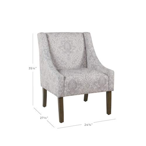 HomePop Swoop Arm Accent Chair, Grey Damask Pricepulse