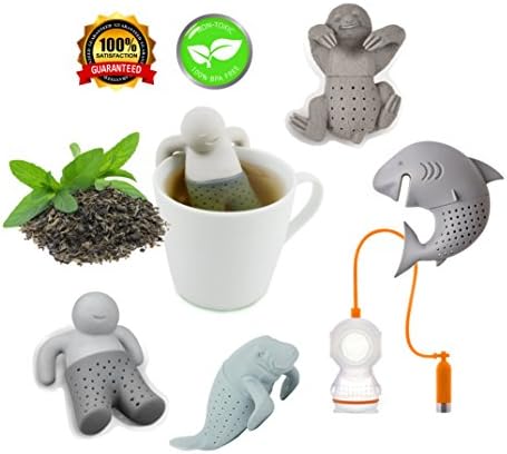 Adorable Loose Leaf Tea Infusers Strainer Set of 5 - Great Cute Gift for Tea Lovers