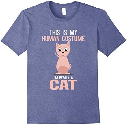 Mens This Is My Human Custome Im Really A Cat Lovers T-shirt XL Heather Blue