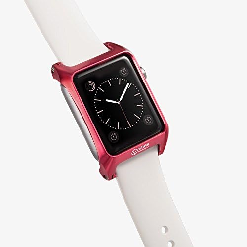 VAWiK full metal bumper case protection red fine quality CNC aluminum 42mm for Apple Watch sport leather loop