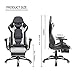 Gaming Chair,High Back Ergonomic Style Racing Chair Leather 180 Degree Reclining Computer Chair 360 Degree Swivel Adjustable Office Chair Footrest White Black, Headrest Lumbar Support