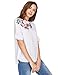 Floerns Women's Flower Embroidery Loose Casual Babydoll Top Blouse