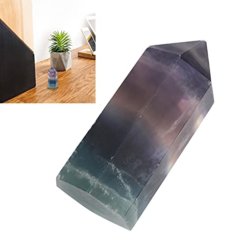 Wifehelper Natural Fluorite, Fluorita Fluorite Crystal Quartz Crystal Hexagonal Wand for Home Office Decoration Ornament(35mm-40mm)