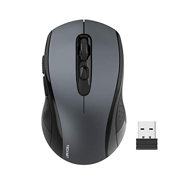 Wireless-Mouse-TeckNet-24G-Optical-Mouse-with-USB-Nano-Receiver-for-Notebook-PC-Laptop-Computer-18-Month-Battery-Life-3-Adjustable-DPI-Levels-200015001000-DPI-Grey TECKNET Wireless Computer Mouse, 2.4G Cordless Mouse for Laptop, Optical Silent Mouse with Receiver & 6 Buttons, 18…