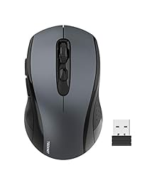 Wireless Mouse TeckNet 2.4G Optical Mouse with USB Nano Receiver for Notebook, PC, Laptop, Computer, 18 Month Battery Life, 3 Adjustable DPI Levels: 2000 1500 1000 DPI (Grey)