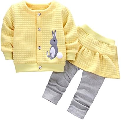 Shiningup Baby Girl Spring Outfit Coat Cardigan Tops and Skirt Pants Infant Newborn Toddler Clothing Set For 1-5 Years Old Kids