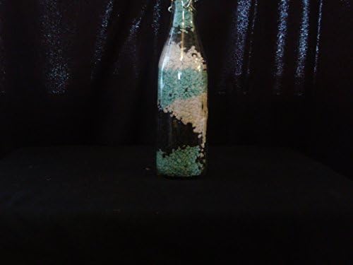 Glass Bottle Rock Art Blue black and White
