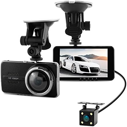 Full HD 1080P Front + VGA Rear 290 Degree Super Wide Angle Car Dash Cam with 4.0" IPS Screen, G-Sensor, Motion Detection, Parking Mode etc