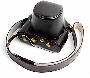Newlan Protective Compact Leather Case with Shoulder Strap for Olympus PEN-F Digital Camera with 17mm(Black)