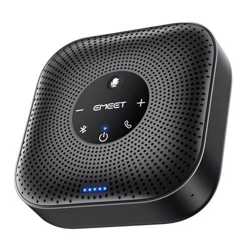 EMEET Konferenzlautsprecher M0 Plus,4 AI Mikrofon Arrays für 360° Raumabdeckung,PC Freisprecheinrichtung für 8-16 Personen,Rauschunterdrückung,Plug &