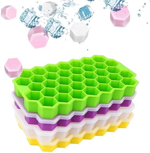 Flexible Silicone Shape Honeycomb 37 Cavity Ice Cube Mould Tray For Freezer Chocolate Cake Maker Ice Trays For Chilled Drinks Reusable Multi Color