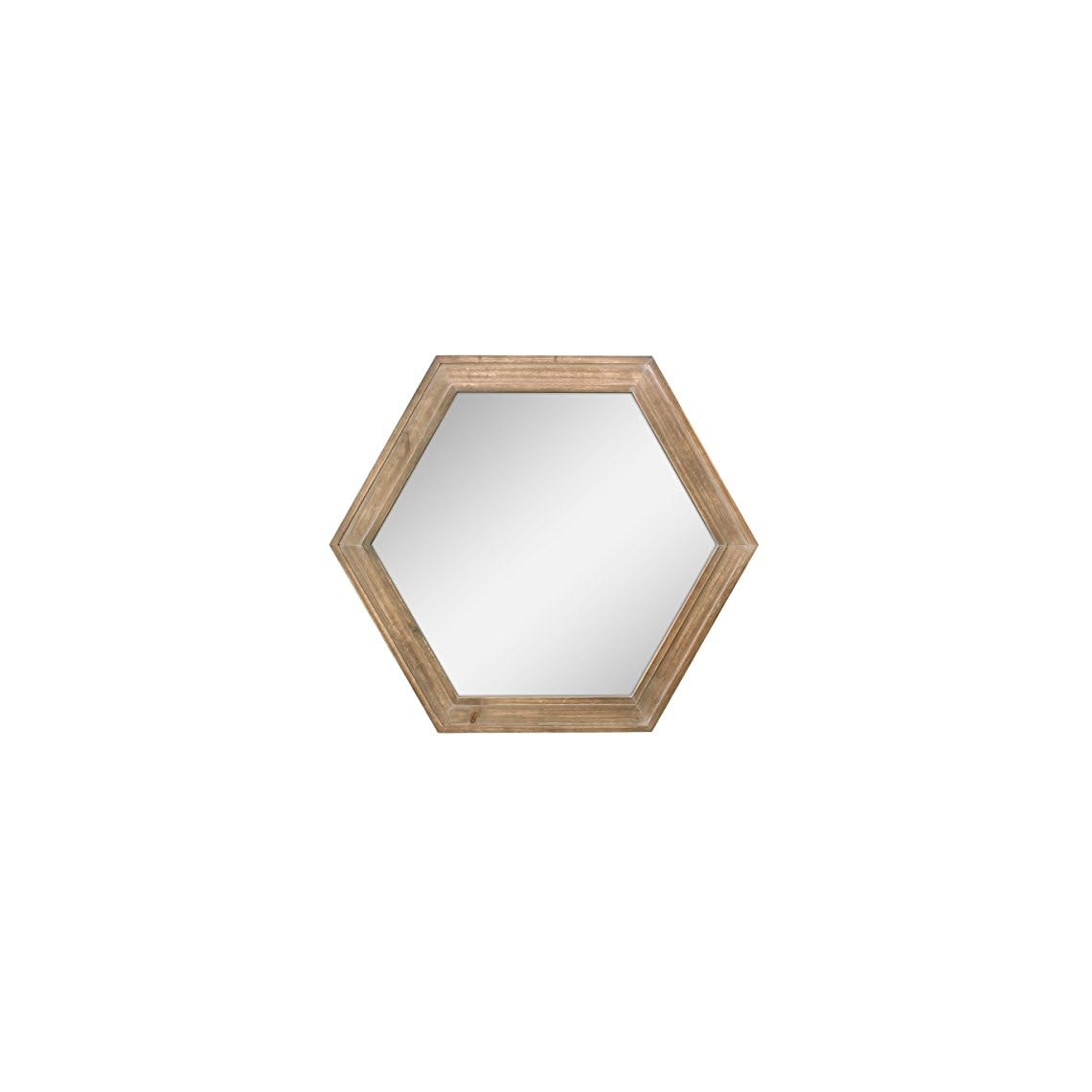 Stonebriar Decorative 24" Hexagon Hanging Wall Mirror with Natural Wood