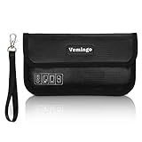 Vemingo Faraday Bag Fireproof Passport Holder Fire Safe Key Fob Case, RFID Signal Blocking Anti-Tracking GPS Pouch for Cell Phone, Car Key, Credit Cards Privacy Protection Anti-Theft Wallet Case