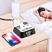 Alarm Clock with USB Charger - Alarm Clock Charging Station Dock with 3 USB Charging Ports and 2 AC Outlets Surge Protector, 6ft Cord UL Listed, Bedside USB Alarm Clock for Home Bedrooms Dorm Hotel