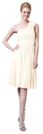 Nachtigall+Lerche Cocktailkleid Abendkleid elegant für Hochzeit kurz Brautkleid Standesamt-Kleid One-Shoulder-Kleid Creme