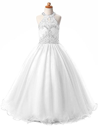 HEIMO Long Beading Ball Gown Formal Party Dress Flower Girl Want