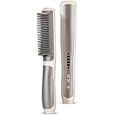 Hair Straightener Brush, Alinana 2 in 1 Straightener and Curler, Ring Hair Straightener Comb 6 Temps 20s Fast Heating, 3D Straightening Brush for Women