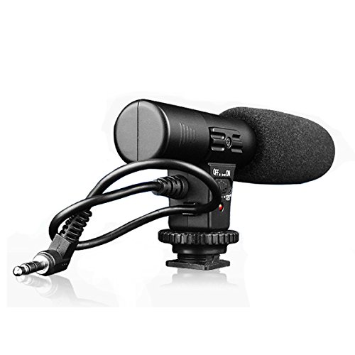 SmilePowo Camera Microphone, EIVOTOR Mic-01 3.5mm Digital Video Recording Microphone for D-SLR Camera, Stereo Shotgun Recording Microphone for Digital SLR CameraBlack