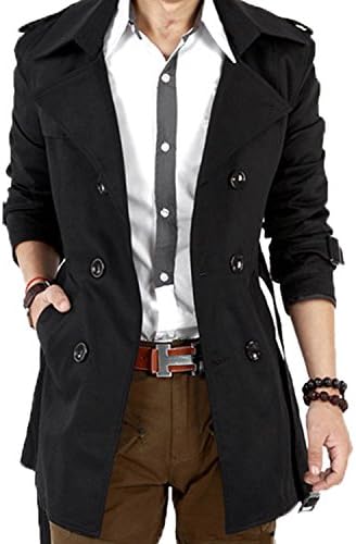 Jahre Men's Fashion Slim Fit Double-Breasted Winter Long Trench Jacket Coat