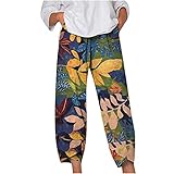 TARIENDY Linen Pants for Women Leaf Tie Dye Harem