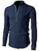 H2H Mens Casual Slim Fit Basic Designed Roll-up Sleeve Popover Henley Shirts
