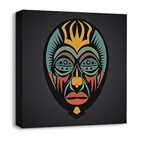 Canvas Wall Art African Culture Pattern Painting Artwork for Home Prints Framed - 12x12 inches