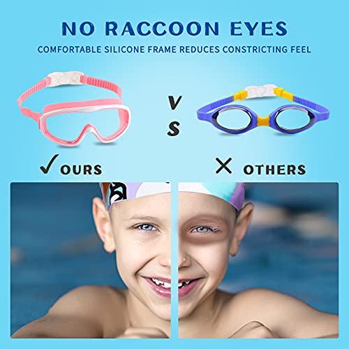 Elimoons Kids Goggles for Swimming Age 315,Kids Swim Goggles with Nose