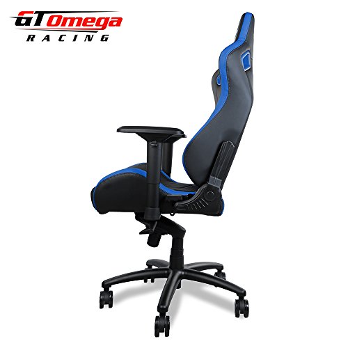 GT-Omega-Sport-Racing-Sedia-da-Ufficio-Nero-e-Blu-in-Pelle-Sedile-Giocatori