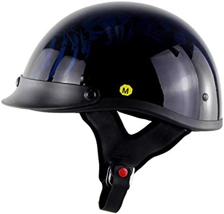 Evin Open Motorcycle Helmet, DOT Certified Motorcycle Half Helmet Sunscreen Mask Fast Buckle Men and Women Models Low-Key Half Helmet Mask Cruiser Half Helmet Riding Helmet,Blue,M