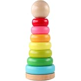 GEMEM Stacking Rings Toy Wooden Rainbow Stacker | Learning Toys for 36 Months 2 Year Old Boys Girls