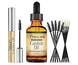 Organic Castor Oil With Applicator Kit - 2 OZ & Full Mascara Tube -100% Pure Cold Pressed, Hexane Free - Fabulous For Eyelashes, Hair, Eyebrows, Face and Skin -