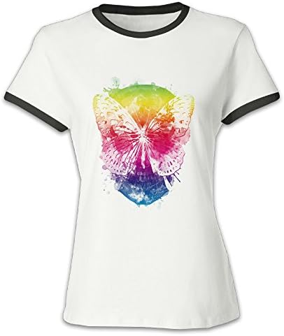 Contrasting Colors Personalized T Shirts Butterlfly Skull T-shirts For Women