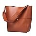 S-ZONE Women Vintage Genuine Leather Bucket Tote Shoulder Bag Hobo Handbag Purse