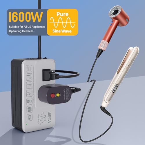 HYTED 1600W 220V to 110V Voltage Converter, Power Any American Appliances in 220-250V, Plug & Play, No Limitations, Universal Power Plug Adapter Voltage Converter US to Europe International Travel