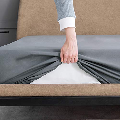 Bedsure Full Fitted Sheet Grey - Full Size Fitted Sheet Only for Mattress Up to 14 inches, Extra Soft Brushed Microfiber, Wrinkle & Fade Resistant(Full, Dark Grey)
