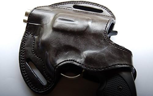 cal38 Handcrafted Leather Belt Holster for Colt Cobra 38 Special 2 inch Revolver Left Hand Black Tan