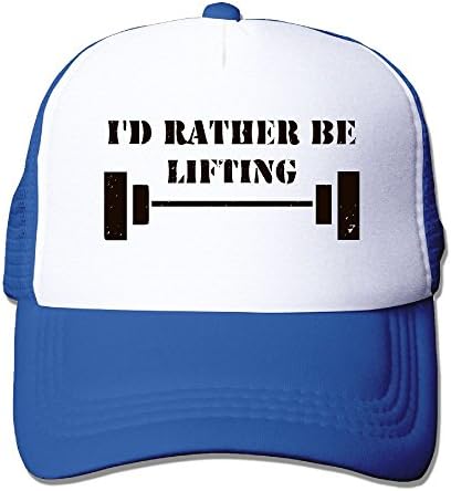 NO4LRM Adult's I'd Rather Be Lifting Youth Mesh Baseball Cap Summer Adjustable Trucker Hat