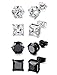 FIBO STEEL 4 Pairs Stainless Steel Stud Earrings for Men Women Cubic Zirconia Earrings,3-8MM Available