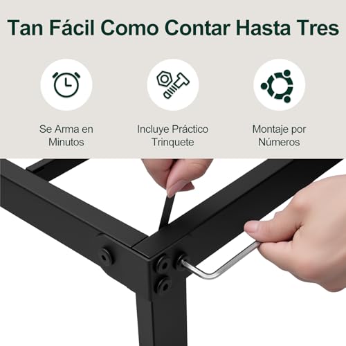 OSLIFE Base Cama Matrimonial，18 Pulgadas de Altura ，Espacio de Almacenamiento Debajo de la Cama, Hierro Metálico Camas，Fácil de Montar, con Gran Capacidad de Carga(135x190CM/53.15x74.8 Pulgadas)