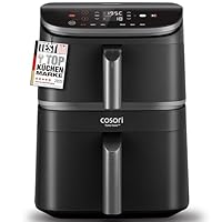 COSORI Airfryer, Heißluftfritteuse 2 Kammern, 10,8 L Heissluftfritteuse, Innovative Mehrfach-Luftgeschwindigkeit, Spart 41 Prozent Platz, Inklusive Rezeptbuch und Edelstahl-Rost, Silbergrau