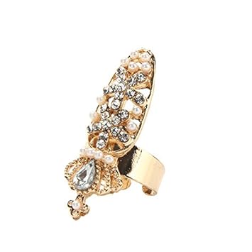 Buy Generic G 2018 New Arrival Women Fashion Bowknot Gold Nail Ring Nail Art Decoration Charm Crown Flower Crystal Finger Nail Rings Nail Diy Online At Low Prices In India Amazon In