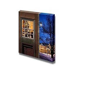 Christmas Tree Home Seen from Outside in a Snowy Little Winter Town - Canvas Art Wall Art - 12" x 12"