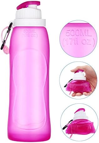 Magicooler 550ml/20floz Silicone Collapsible Squeezable Water Bottle, Pocket Size Best For Hiking / Jogging /Camping /working out and Daily (Pink)