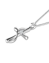 Angelady - Collar con colgante en forma de cruz con texto en inglés "God in My Heart", para San Valentín, regalo de cumpleaños, para mujeres, cristales de Swarovski
