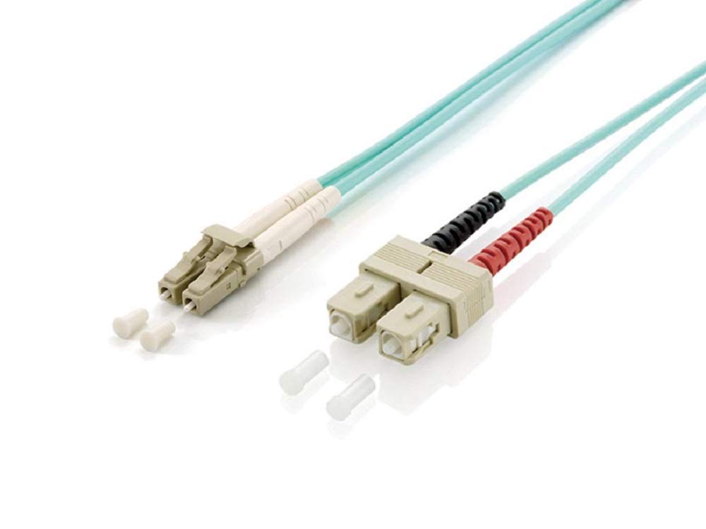 Equip Fiber Optic Patch Cable LC->SC 50/125mμ 10.00m Multimode Duplex Turquoise Polybag
