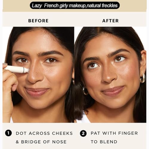 LBOYLOVE® Upgrade Faux Freckle Stamp Pen Waterproof Fake Freckles Makeup Tool, Natural-Looking Freckle Maker & Spray with Multi-Prong Precision Stamp Head, Long-Lasting Sunkissed Makeup (2# Medium)
