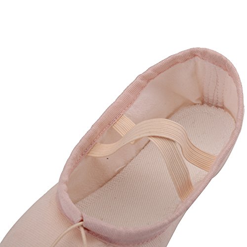 AKISS Girls' Basic Ballet Slippers Pink Cotton Canvas Dance Shoes Gymnastics & Yoga Flats for Toddlers/Little Kids (Toddler 8M, Ballet Pink)