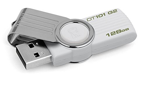 Kingston Digital 128GB DataTraveler 101 G2 USB 2.0 Drive - White (DT101G2/128GB)