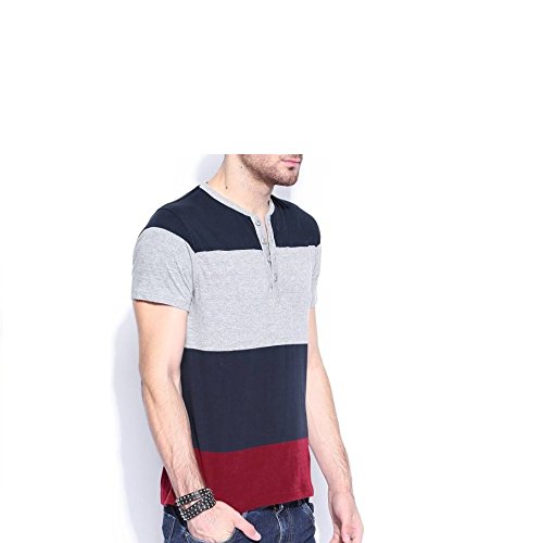 urbano fashion men's navy blue, grey, maroon henley neck half sleeve t-shirt